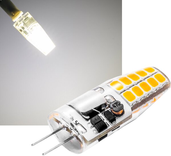 LED Stiftsockellampe G4 "Silikon W2" - 4200k, 220lm, 300&deg;, 12V/2W, neutralwei&szlig;