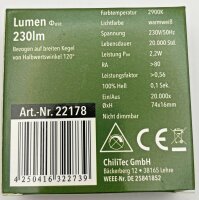 LED-Einbauleuchte "EBL-HV65w", wei&szlig; - 230V, 2W, 2900K, 230lm, warmwei&szlig;