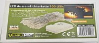 LED Batterie-Lichterkette "CT-TK100" 10m - warmwei&szlig;, IP44, 100 LEDs, mit 6Std.Timer