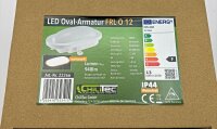 LED Oval-Armatur "FRL-O 12" IP44 - Feuchtraum-Leuchte, 13W, 940lm, 3000K