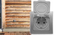 DELPHI Schutzkontakt-Steckdose IP44 - 250V~/ 16A, inkl. Rahmen, UP, silber