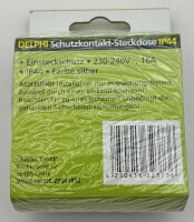 DELPHI Schutzkontakt-Steckdose IP44 - 250V~/ 16A, inkl. Rahmen, UP, silber