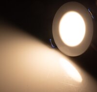 LED-Einbauleuchte "Flat-30 FR-R" 3000K - &Oslash;85x30mm, 5W, 590lm, IP44, rund, wei&szlig;