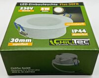 LED-Einbauleuchte "Flat-30 FR-R" 4200K - &Oslash;85x30mm, 5W, 500lm, IP44, rund, wei&szlig;