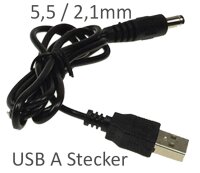 Anschlusskabel USB auf Hohlstecker, 1m - USB A auf 5,5 /...