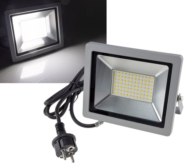 LED-Fluter SlimLine "CTF-SLT 50" silber - 50W, 5220lm, 4000K, neutralwei&szlig;, IP44