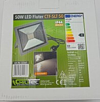 LED-Fluter SlimLine "CTF-SLT 50" silber - 50W, 5220lm, 4000K, neutralwei&szlig;, IP44