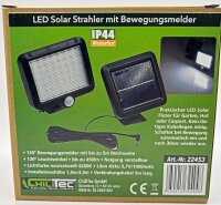 LED Solar Wandleuchte m. Bewegungsmelder - 300lm, 6000K, Akku, externe Solarzelle