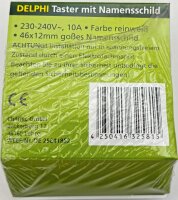 DELPHI Taster mit Namensschild - 0-250V~/ 10A, inkl. Rahmen, UP, wei&szlig;