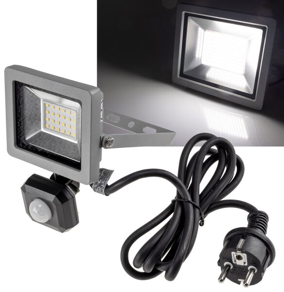 LED-Fluter SlimLine "CTF-SLT10 PIR" - 10W, IP44, 923lm, 4000K, Bewegungsmelder