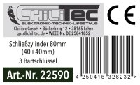Schlie&szlig;zylinder 80mm (40+40mm) - Profil-Zylinder, 3 Bartschl&uuml;ssel