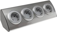 4-fach Steckdosenblock Edelstahl - 90&deg; f&uuml;r Eck-...