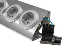 4-fach Steckdosenblock Edelstahl - 90&deg; f&uuml;r Eck- &  Aufbaumontage