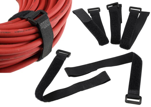 Klettband mit &Ouml;se, 5er Pack - 30x2cm, schwarz