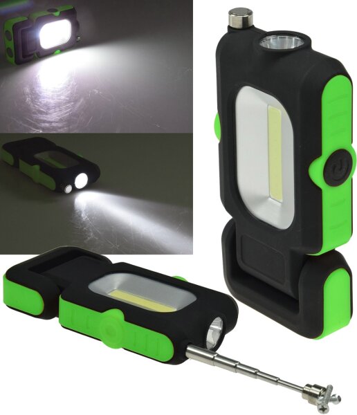 LED Arbeitsleuchte "CAL-COB Flexi" - 3W, 220 Lumen, Haken, Magnetfu&szlig;, PickUp