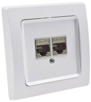 DELPHI Netzwerk-Dose 2x CAT6 - inkl. Rahmen, UP, wei&szlig;