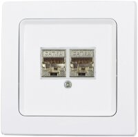 DELPHI Netzwerk-Dose 2x CAT6 - inkl. Rahmen, UP, wei&szlig;