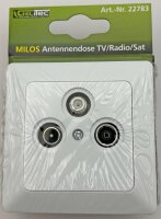 MILOS Antennendose TV+Radio+Sat - inkl. Rahmen, UP, wei&szlig; matt
