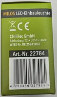 MILOS LED-Einbauleuchte "COB" wei&szlig; matt - 80x80mm, 3000k, warmwei&szlig;, 55Lumen