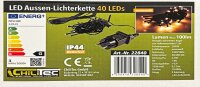 LED Aussen-Lichterkette "CT-ALK040" 4m - warmwei&szlig;, Kabel schwarz, IP44, 40 LEDs