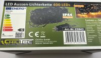 LED Aussen-Lichterkette "CT-ALK400" 40m - warmwei&szlig;, Kabel schwarz, IP44, 400 LEDs
