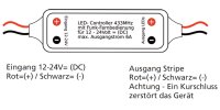 Funk-Controller f&uuml;r LED-Stripes - mit Fernbedienung, 12-24V, 72Watt