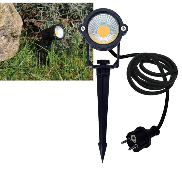 LED Gartenleuchte "CT-GS5" 5W, IP44 - 230V, 1,5m Kabel+Erdspie&szlig;, warmwei&szlig;