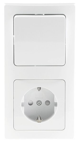 DELPHI Set Steckdosen + Schalter +Rahmen - 250V~/ 16A, Steckanschluss, wei&szlig;