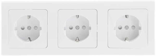 DELPHI Set 3 Steckdosen + 3-fach Rahmen - 250V~/ 16A, Steckanschluss, wei&szlig;