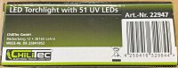 LED-Taschenlampe mit 51 UV LEDs - Schwarzlicht, &Oslash;xL 55x145mm