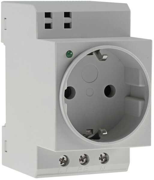 Schutzkontakt-Steckdose f&uuml;r Hutschiene - mit LED, 230V, 16A, VDE