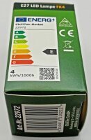LED Tropfenlampe E27 "Filament T4" - 3000k, 524lm, 230V/4W, warmwei&szlig;