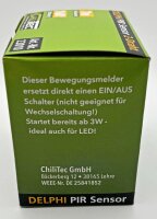 DELPHI Bewegungsmelder 160&deg;, silber - LED geeignet, 250V~, Unterputz, 2-Draht