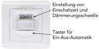 Unterputz PIR-Bewegungsmelder 160&deg; Pro - LED geeignet, 2-Draht Technik, wei&szlig;