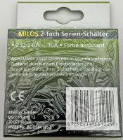 MILOS Serien-Schalter 2-fach, Anthrazit - 250V~/ 10A, inkl. Rahmen, UP