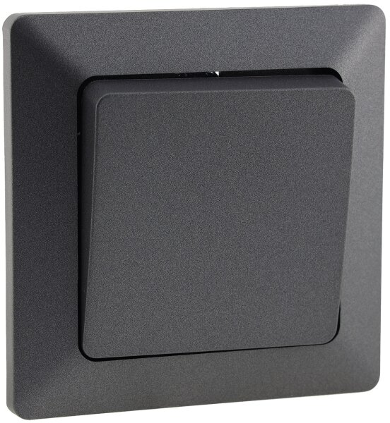 MILOS Taster, Anthrazit - 0-250V~/ 10A, inkl. Rahmen, UP
