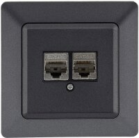 MILOS Netzwerk-Dose 2x CAT6 - inkl. Rahmen, UP, Anthrazit