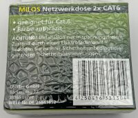 MILOS Netzwerk-Dose 2x CAT6 - inkl. Rahmen, UP, Anthrazit