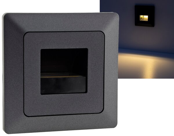 MILOS LED-Einbauleuchte "COB" Anthrazit - 80x80mm, 3000k, warmwei&szlig;, 55Lumen