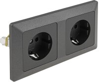 MILOS Set 2 Steckdosen + 2-fach Rahmen - 250V~/ 16A, Steckanschluss, Anthrazit
