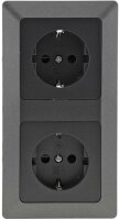 MILOS Set 2 Steckdosen + 2-fach Rahmen - 250V~/ 16A, Steckanschluss, Anthrazit