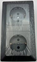 MILOS Set 2 Steckdosen + 2-fach Rahmen - 250V~/ 16A, Steckanschluss, Anthrazit