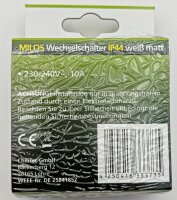 MILOS Wechsel-Schalter IP44 - 250V~/ 10A, inkl. Rahmen, UP, wei&szlig; matt