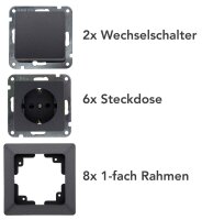 MILOS Starter-Kit, 16-teilig, Anthrazit - 6x Steckdose,...