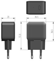 Stecker-Netzteil mit USB-C "CTN-PD20" - In 100-240V~, Out 5,0V/9,0V/12,0V=, 20W