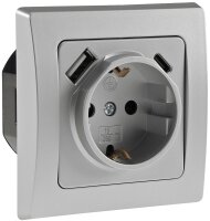 DELPHI Schutzkontakt-Steckdose, silber - 230V~/ 16A,...