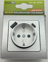 DELPHI Schutzkontakt-Steckdose, silber - 230V~/ 16A, Unterputz, USB-C / PD