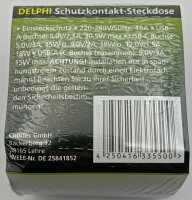 DELPHI Schutzkontakt-Steckdose, silber - 230V~/ 16A, Unterputz, USB-C / PD