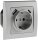 DELPHI Schutzkontakt-Steckdose, silber - 230V~/ 16A, Unterputz, USB-C / PD