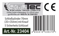 Schlie&szlig;zylinder 70mm (35+35mm) mit Knauf - Profil-Zylinder, 5 Sicherheits-Schl&uuml;ssel